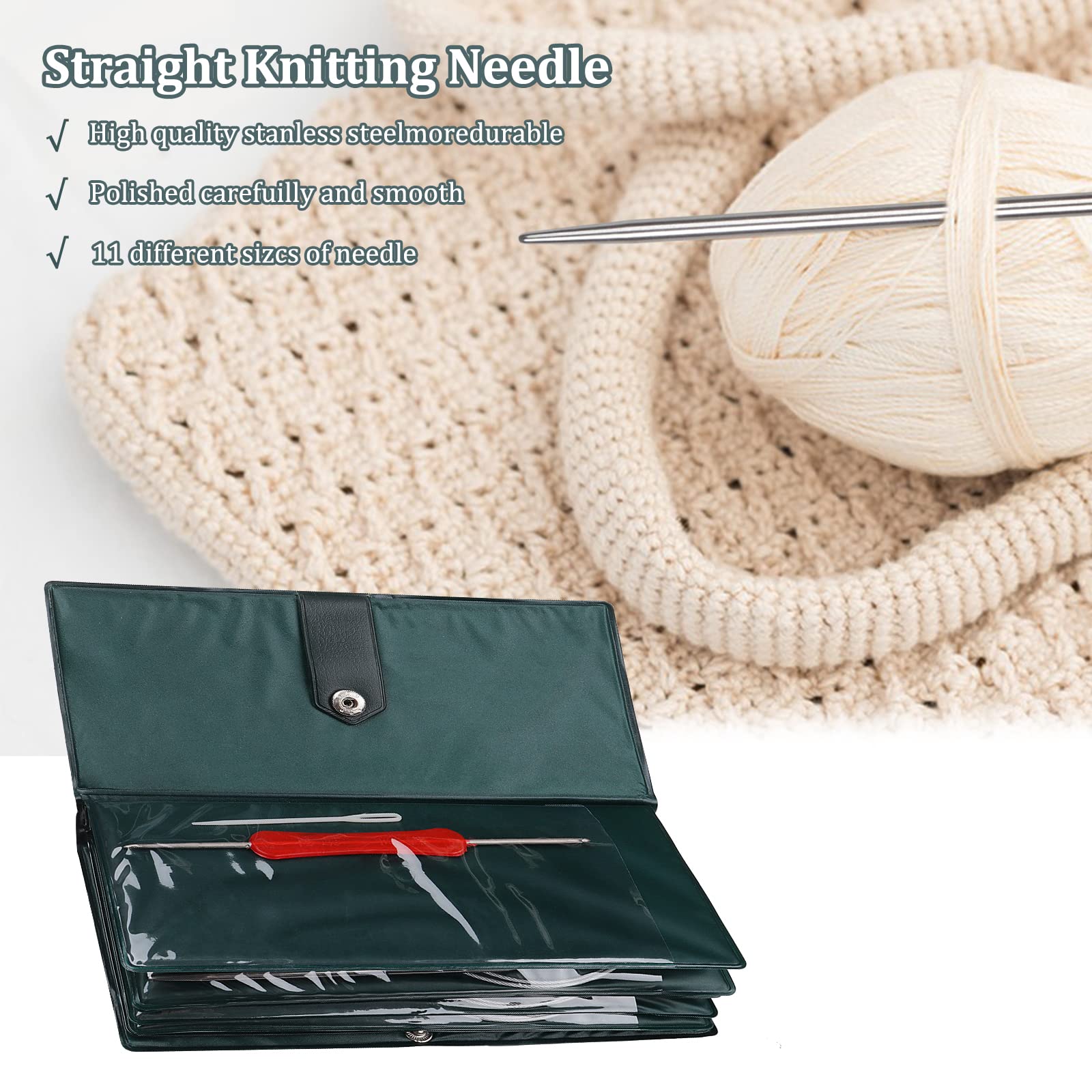 Aeelike Rundstricknadel Set 11-teilig - Edelstahl 1,5-5,0mm Mit Etui