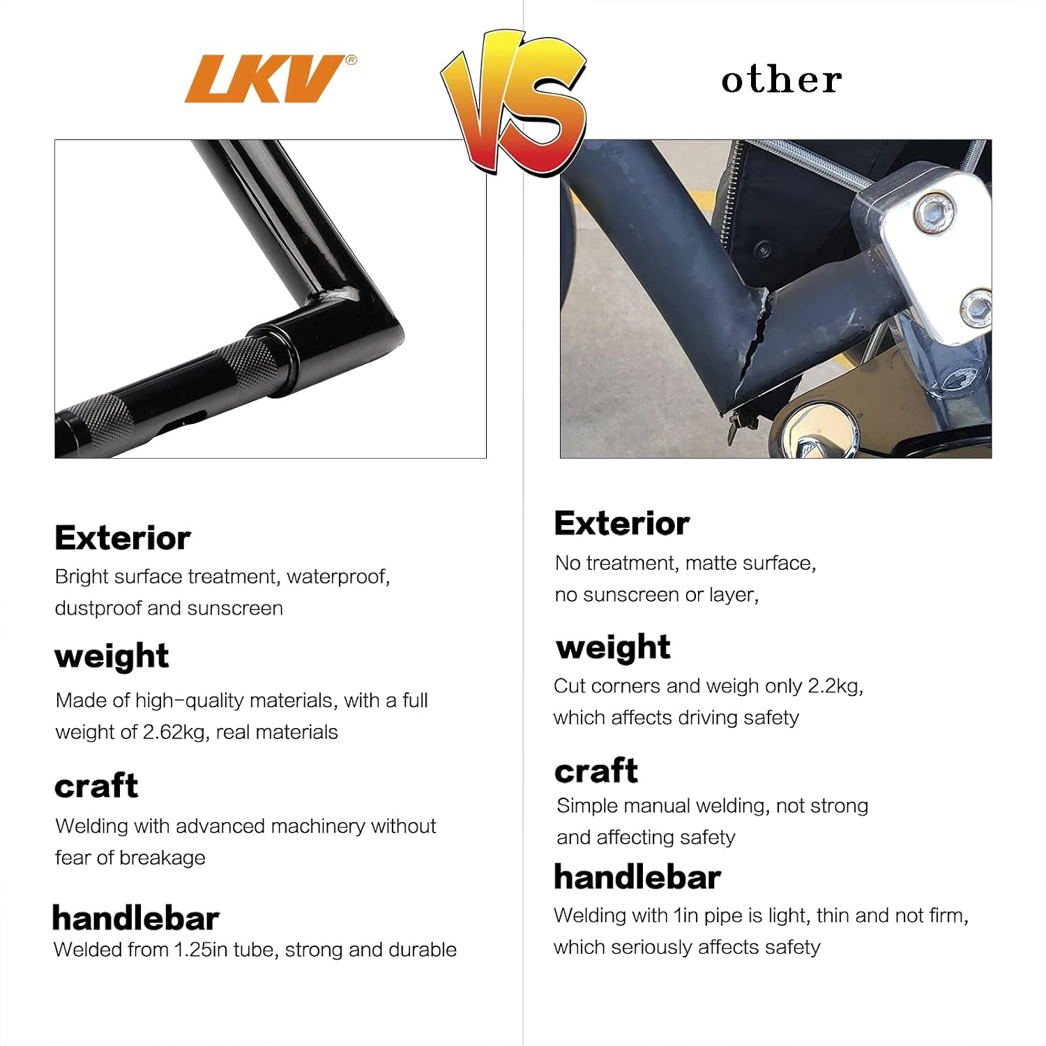 LKV 14'' Rise Handlebar 1-1/4" Ape Hangers Handlebar Z Bars Compatible with Harley Sportster XL 883 1200 Softail FLST FXST Dyna,1994-up Road King,1998-2013 Road Glide