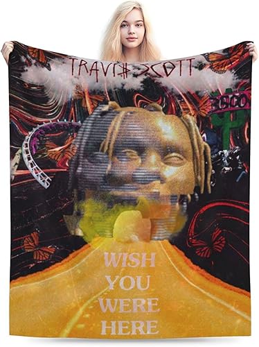 Travis Music Scott - Manta suave, cálida y acogedora, manta de felpa delgada, decoración para sofá de cama, para hombres, mujeres, adultos, siesta,