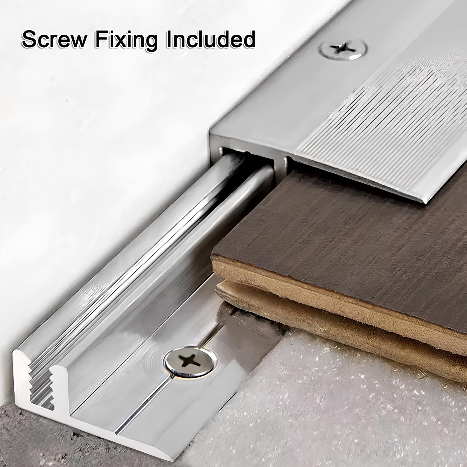 Profilo Terminale Per Pavimento In Alluminio Per Laminato E Piastrelle | Profilo di Bordatura, Lunghezza 80-150CM, Altezza: 4–17mm, Forato a Incasso(Gold thickness 4-17mm,140cm)