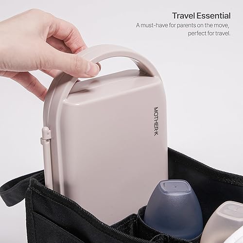 Miniatura 4 de MOTHER-K Rejilla de secado de biberones de viaje con cepillo para biberones y dispensador de jabón, artículos esenciales para bebés para viajes