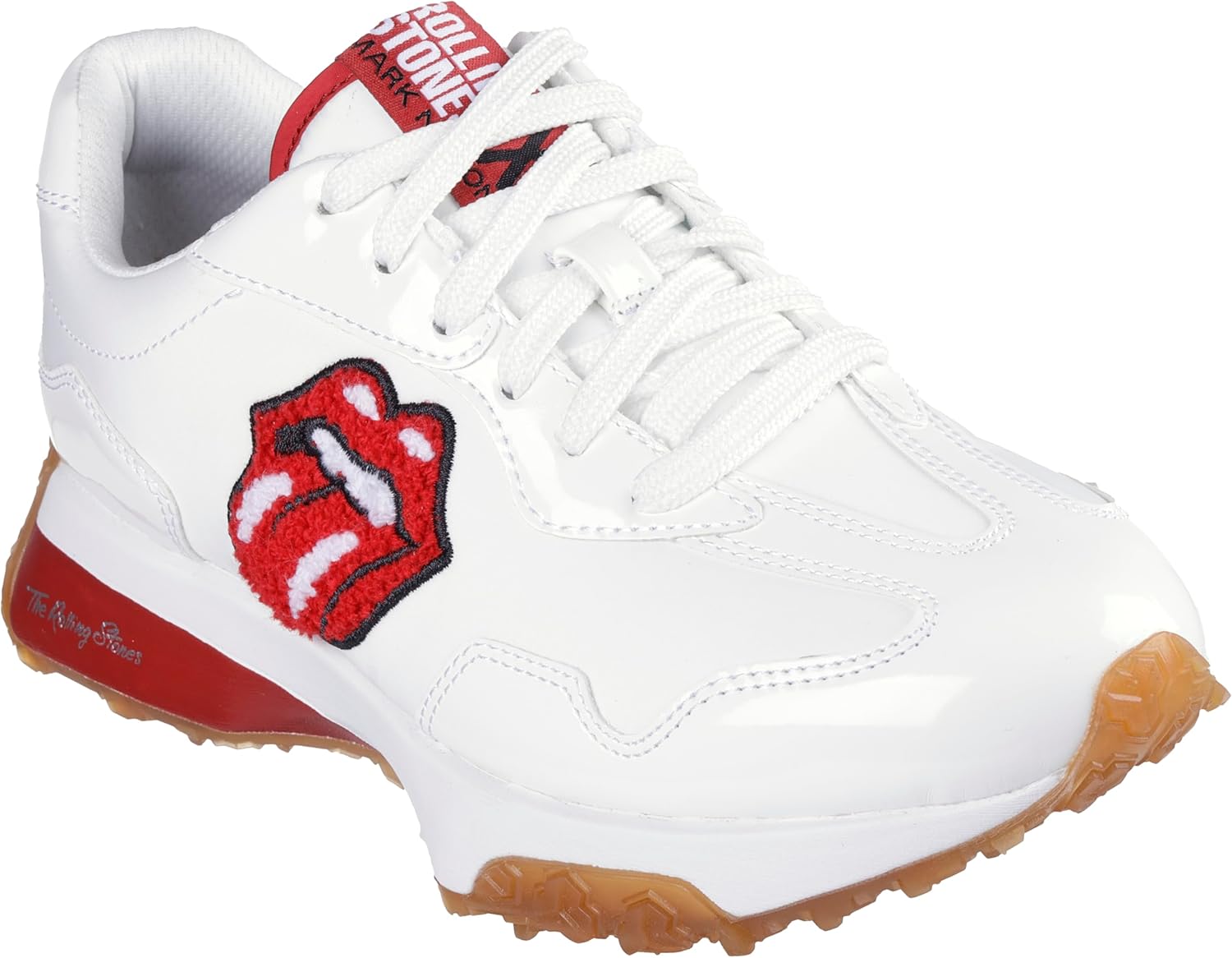 Skechers x Rolling Stones Women's Upper Cut Neo Jogger - RS Lick White Sneakers 177687.WHT, 7