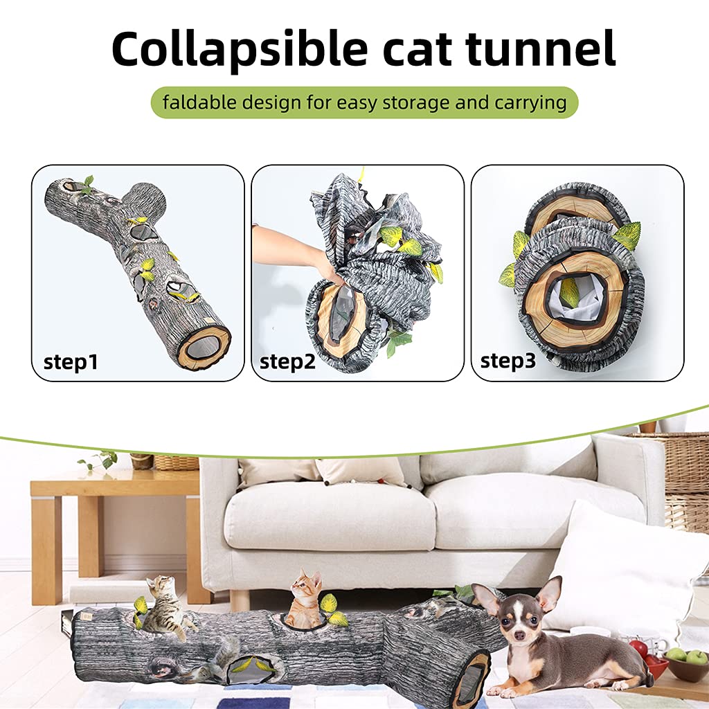 Katzenspielzeug,3-Wege Katzentunnel,Faltbar Katze Spieltunnel,Interactive Tunnel Tube Für Kätzchen, Welpen, Kaninchen, Kleine Hunde,150x65x25cm