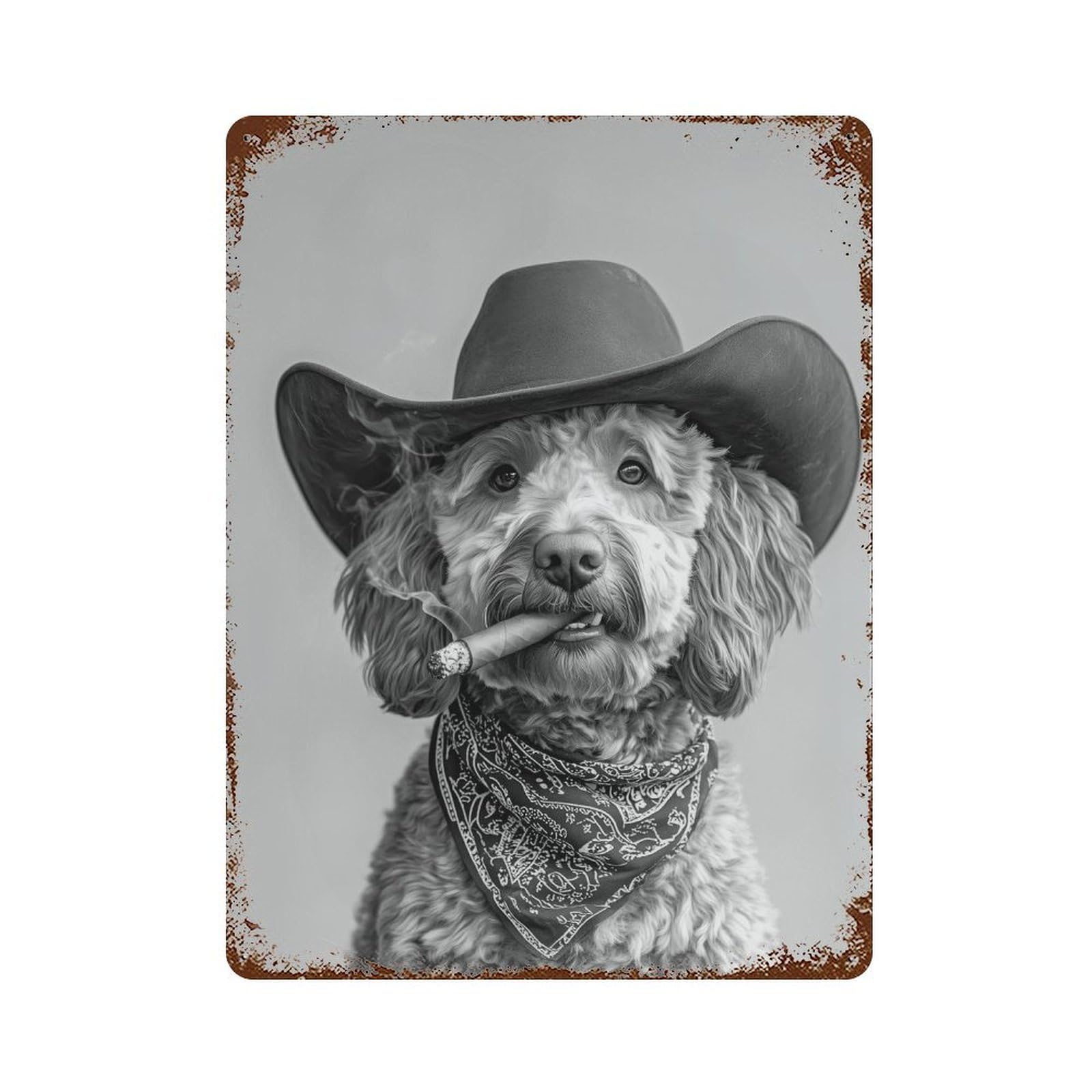 xiaoxiaoshen Goldendoodle Cowboy Print Wall Decor Art Metal Tin Poster Modern Home Decor Art Home Bar Shop Decorations Vintage Sign 40x30cm