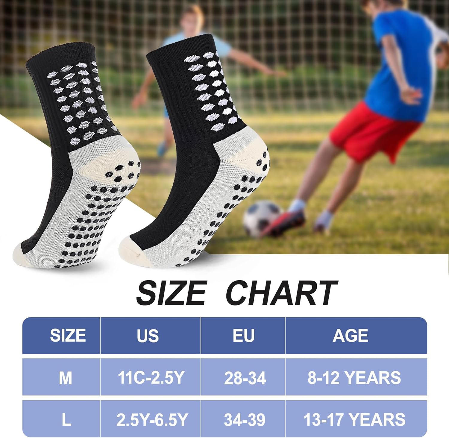 Ultrafun 5 Pairs Kids Youth Grip Soccer Socks Cushioned Non Slip Football Athletic Sports Socks - Image 5