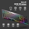 Redragon K618 PRO teclado gamer inalámbrico ultra delgado, macro y scroll multimedia | tri-modo sin demora, 5 teclas G programables en placa para juegos MMO MOBA, control multimedia dedicado, fácil cambio compatible Win/Mac 3