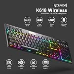 Redragon K618 Horus Wireless RGB Mechanical Keyboard, BT/2.4Ghz/Wired Tri-Mode Ultra-Thin Low Profile Gaming Keyboard w/No-Lag Cordless Connection, Dedicated Media Control & Linear Red Switch