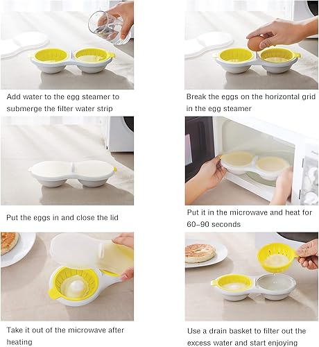 Miniatura 2 de UD 2 unidades de microondas escalfador de huevos, 2 cavidades, caldera de huevos de doble taza de grado alimenticio, hornos de microondas,