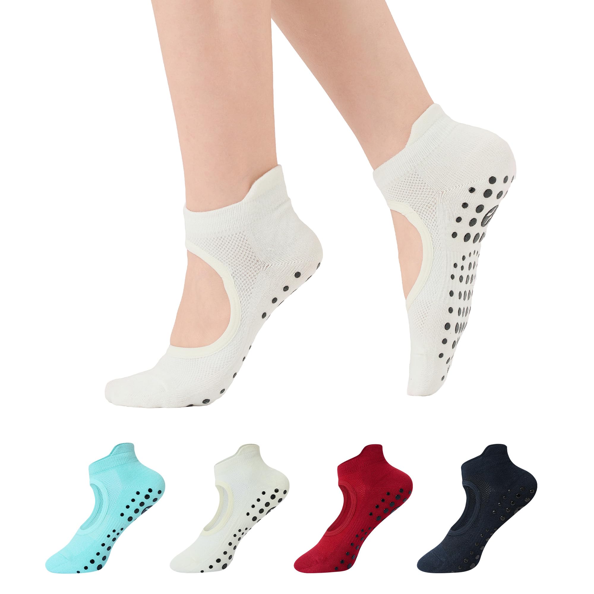 CoolMate Pilates Socks with Grips for Women, Non Slip Yoga Socks