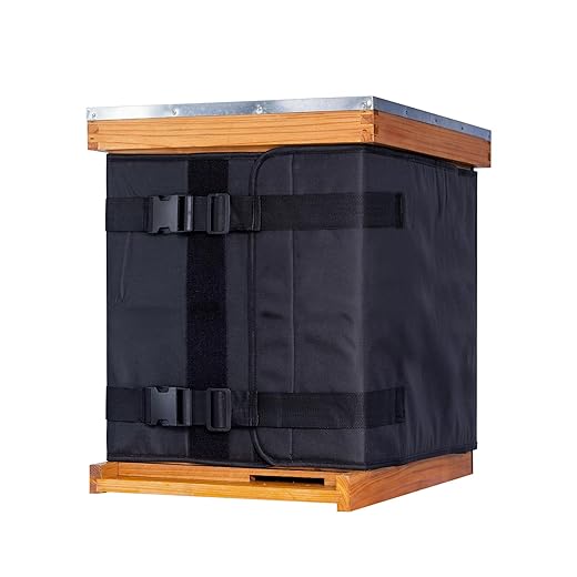 MayBee Winter Bee Hive Wrap for 10 and 8 Frame Beehives, 600D Oxford Cloth Adjustable Beehive Wrap for 2 Deep Hive Boxes, Waterproof, Windproof, Lightweight, Reusable, 76.8" x 18.1"