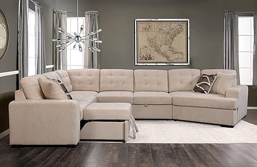 Sofá modular de gran tamaño en forma de U de 149 pulgadas con cama extraíble y diván extra ancho, sofá y sofá convertible tapizado capitoné tamaño