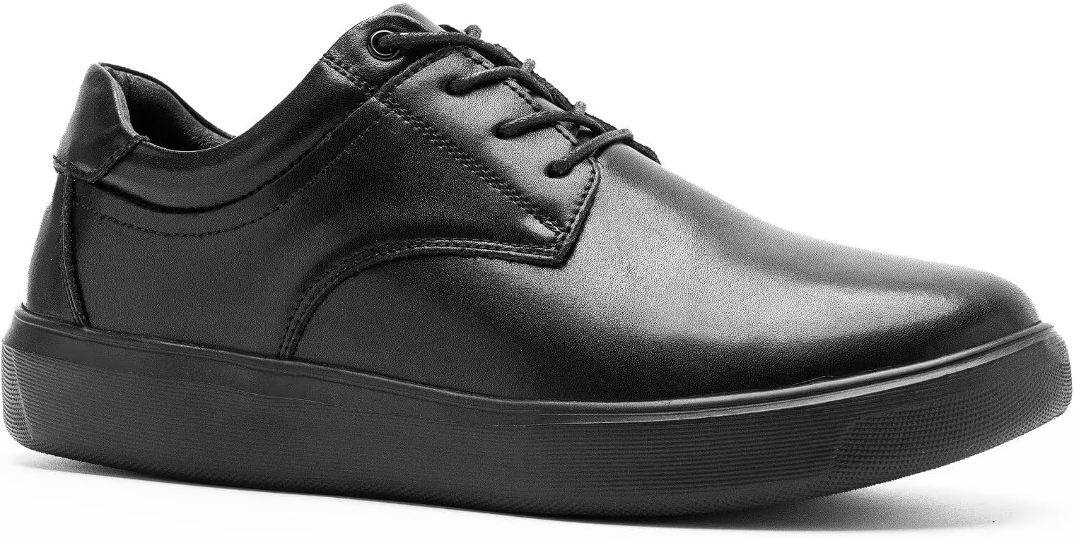 Men's Orthopedic Wide Leather Dress Walking Shoes: Comfortable Arch Support Oxfords for Plantar Fasciitis, Orthotic Casual Business Work Shoes for Foot and Heel Pain Relief