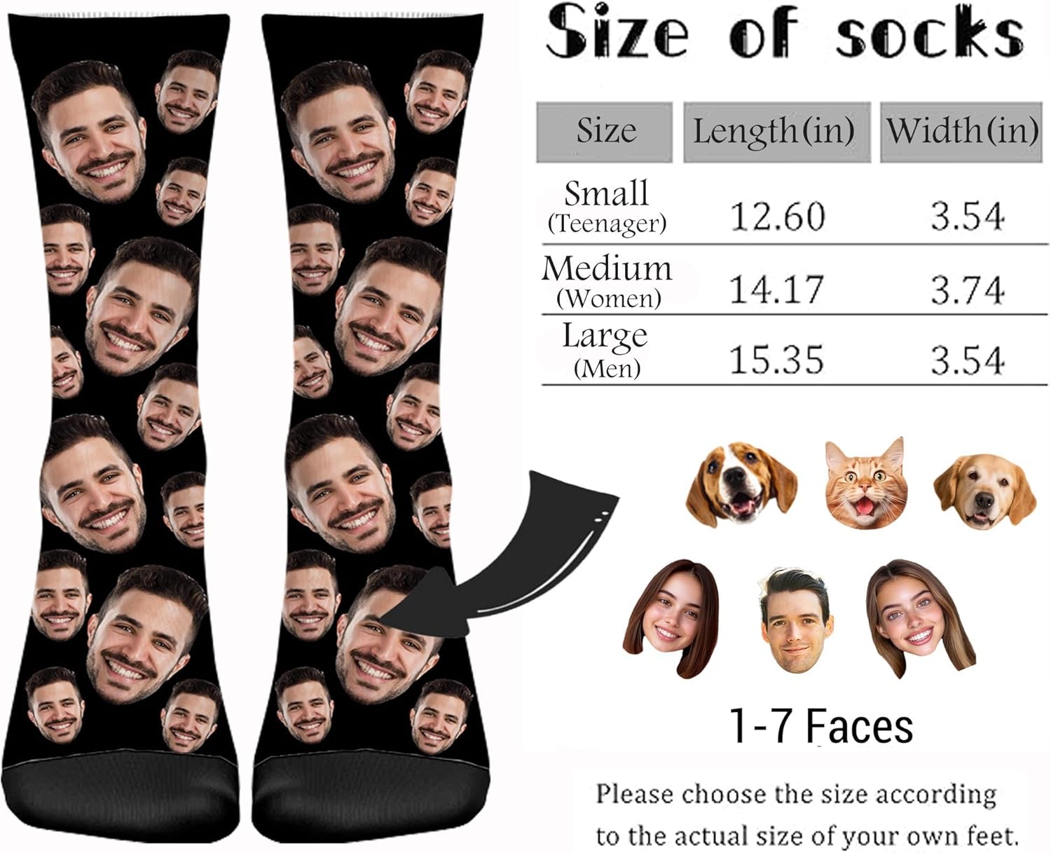 Artsadd Custom Face Socks with Picture, Personalized Socks with Dog Cat Photo, Customized Unisex Funny Gifts for Men Women - Image 4
