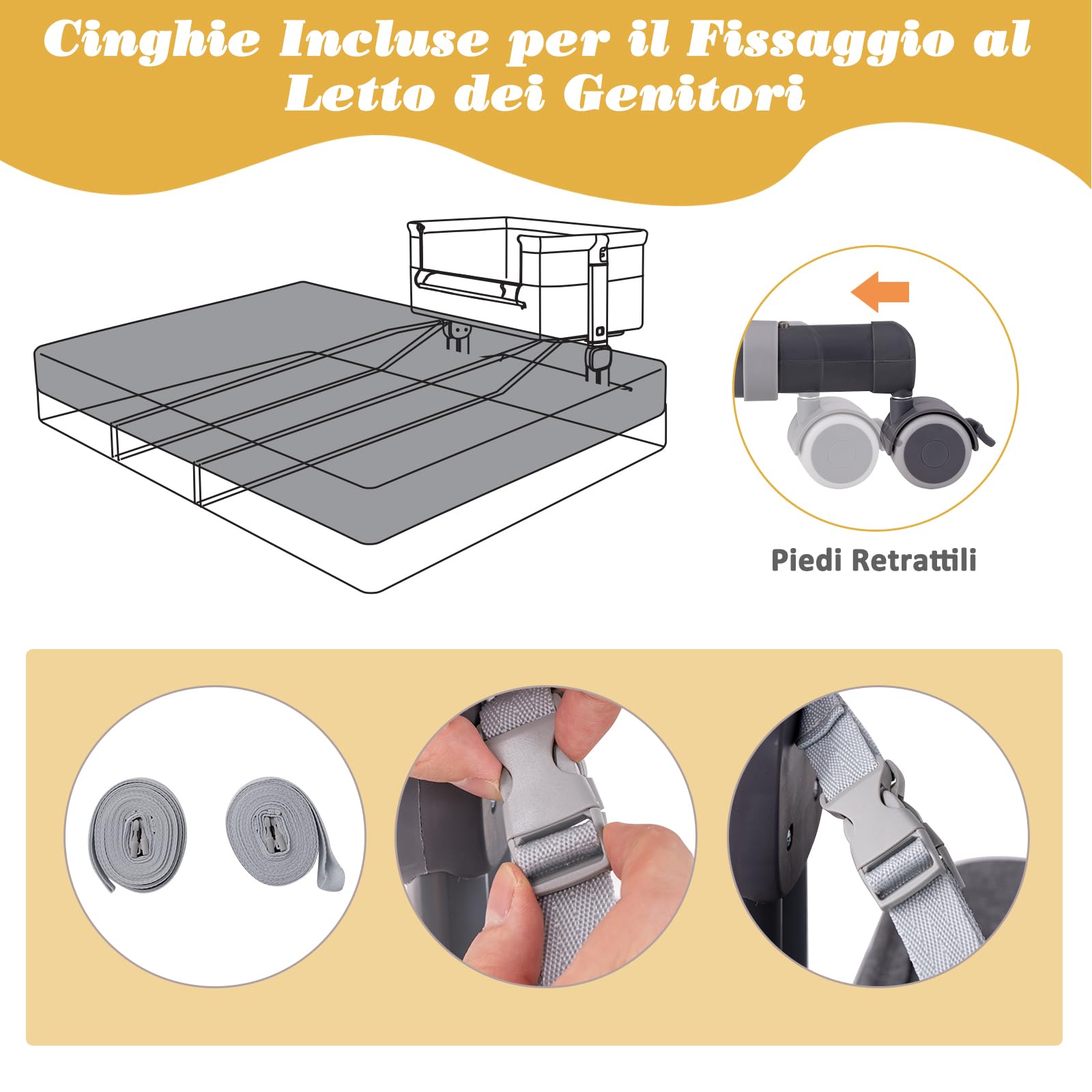 RELAX4LIFE Cuna Colecho Bebé con 6 Alturas Ajustables, Colchón, Cesta de Almacenamiento y Ruedas Bloqueables, Cunas para Bebés con Bolsa de Transporte para Bebes 0-6 Meses (Gris)