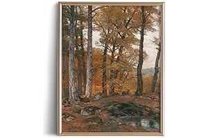 Rustic Farmhouse Wall Art Decor-Boho Autumn Art with Birch Trees