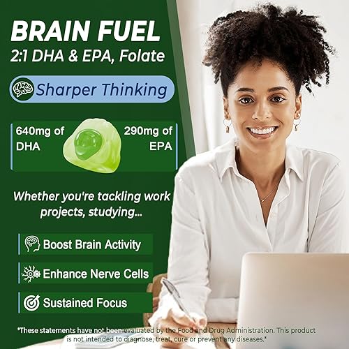 Miniatura 4 de Gomitas Omega 3 de 2200 mg de aceite de algas (DHA 640 mg y EPA 290 mg) para mujeres y hombres, alternativa de aceite de pescado vegano Omega 3