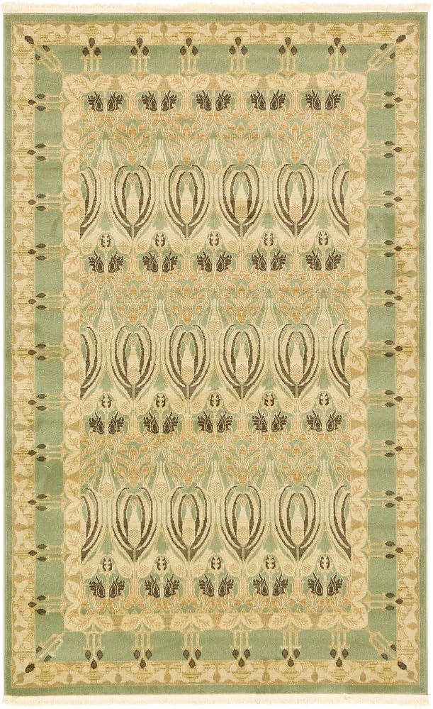 Canmore Light Green Synthetic 5' x 8' Easy-Care Rectangular Rug