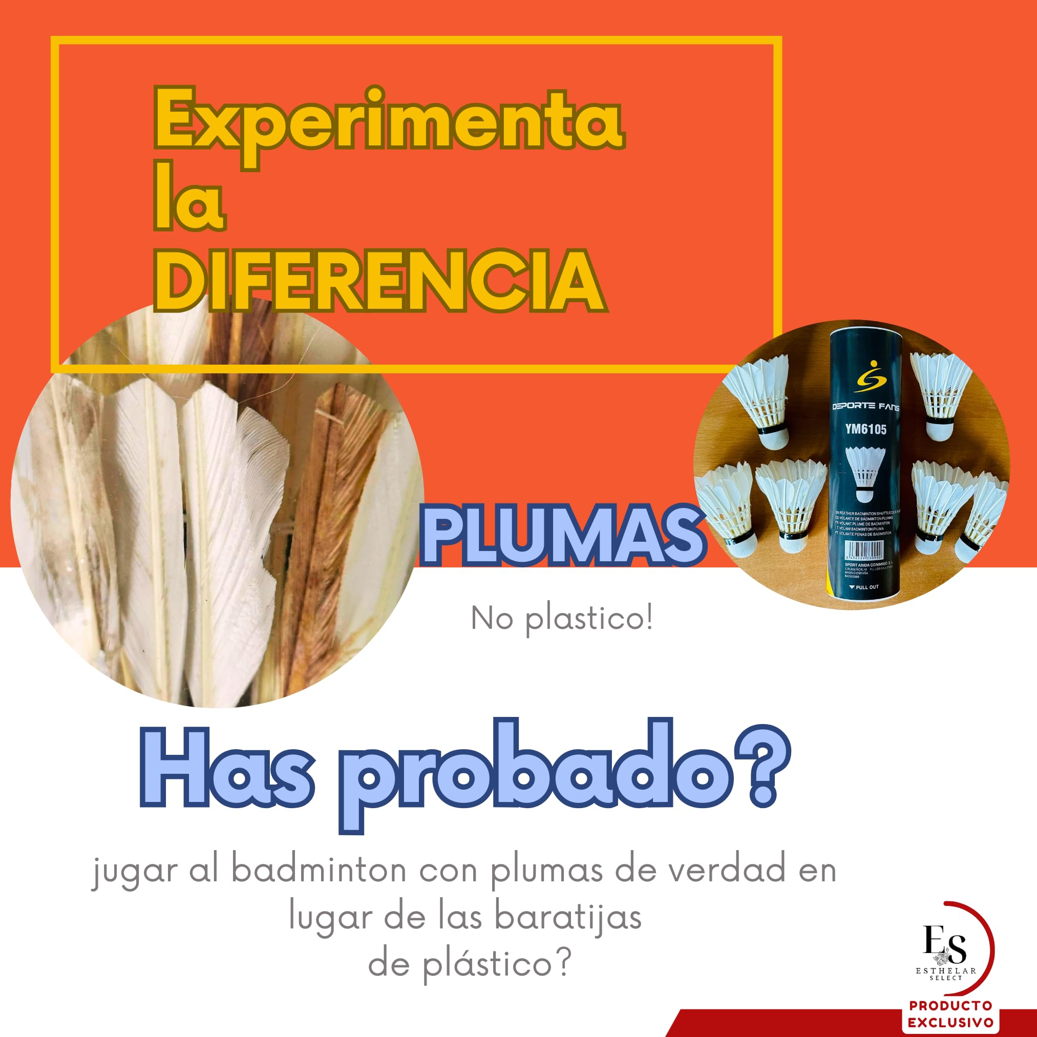 Pelotas Bádminton Pluma Natural Profesionales Resistentes Set 6 Pack Entrenamiento