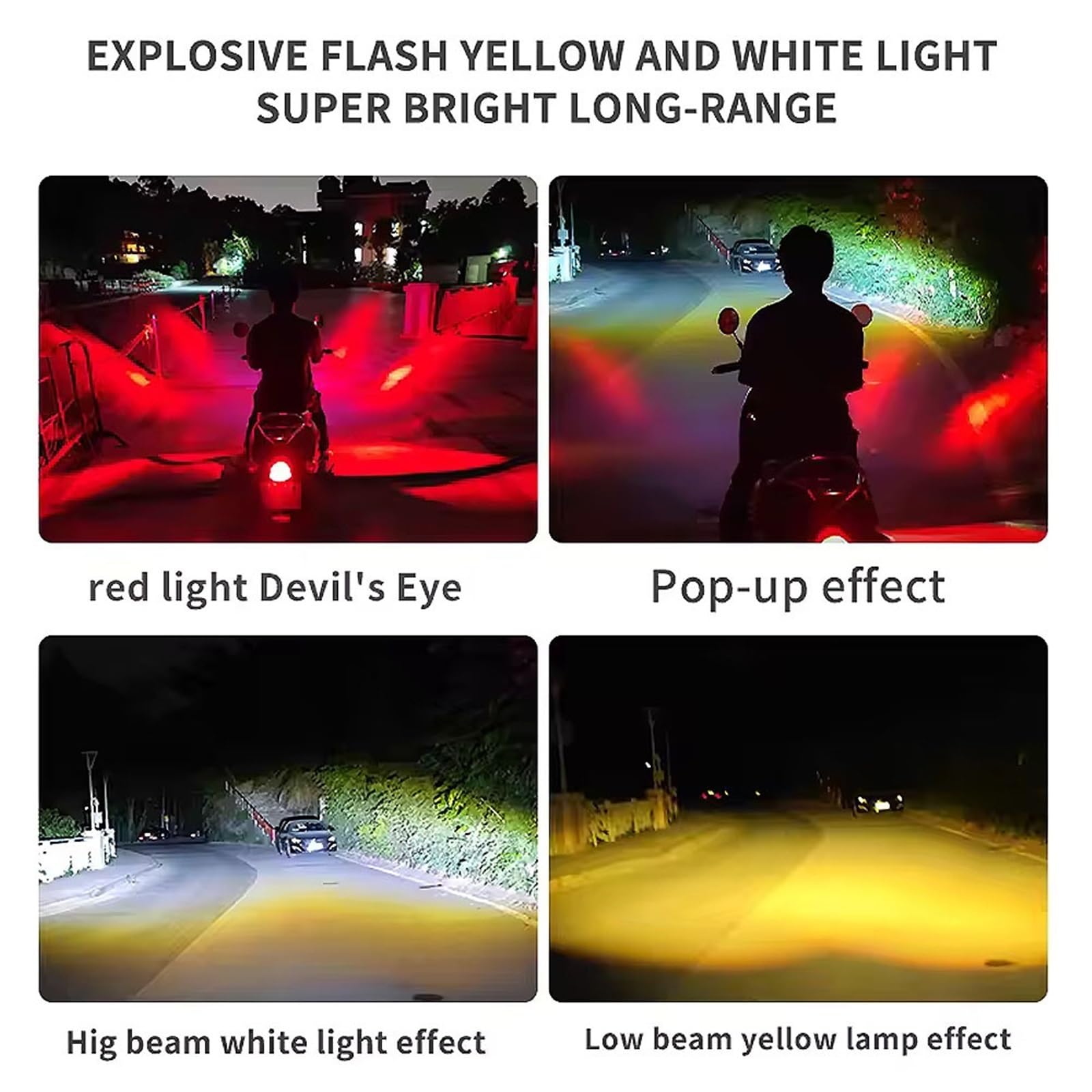 Anabbaglianti Luce per moto 60W Moto Off-road Anteriore Ausiliaria 6000lm 6000k/3000k Luce LED Faro Interruttore a 3 vie Luci per motociclette(2PCS)