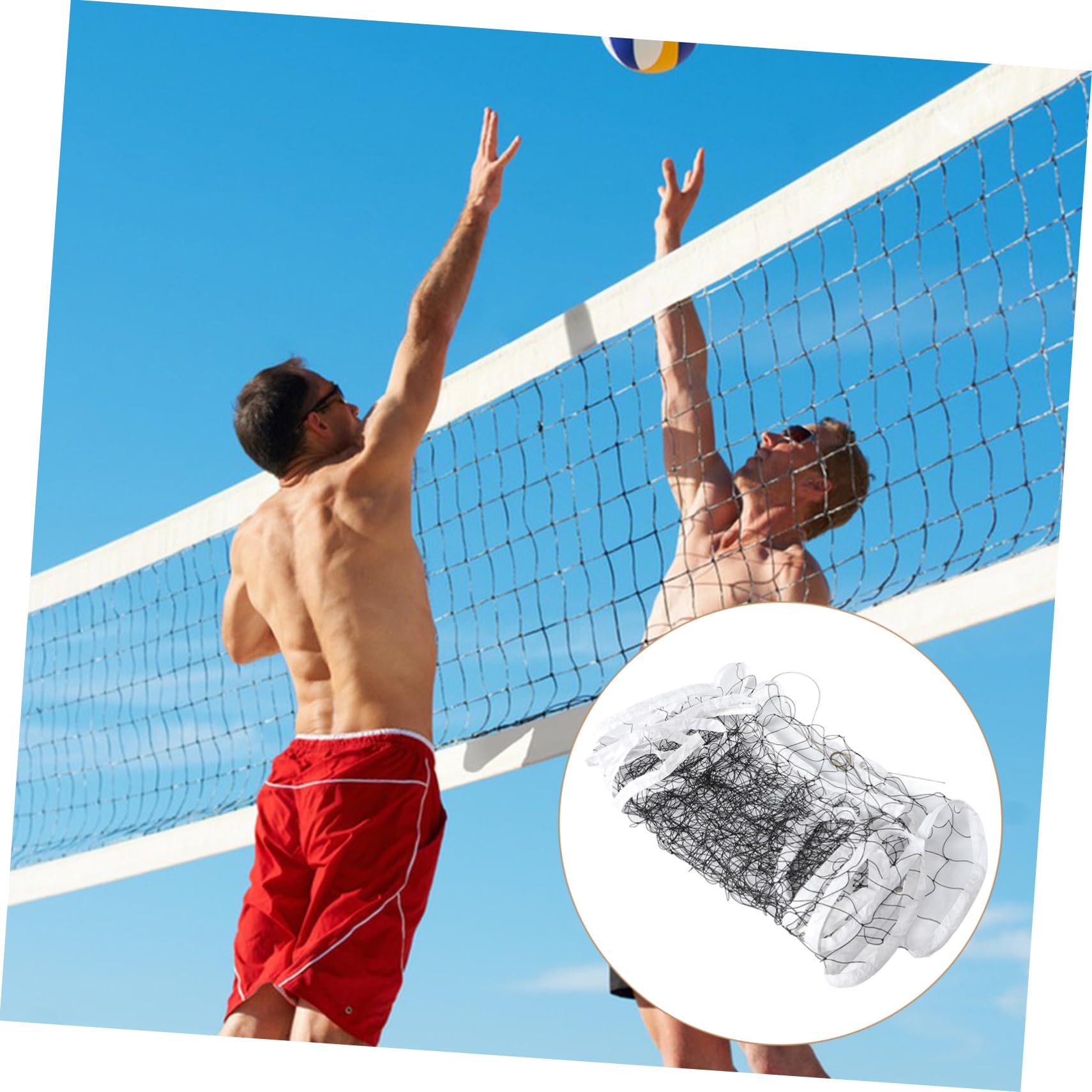 BESPORTBLE Red de Voleibol Portátil de Polietileno para Entrenamiento al Aire Libre y Piscina, Diseño Plegable y Estabilidad Reforzada