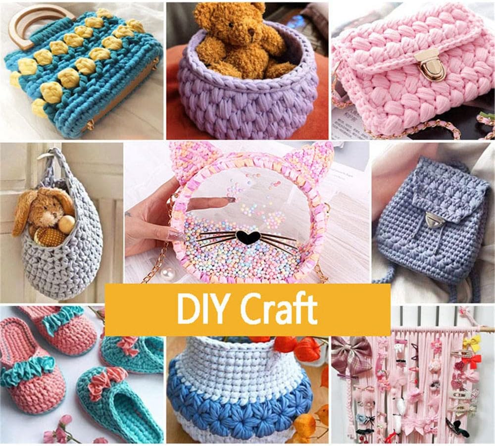 Yarn,Knitting Yarn， Gradient Knitting Yarn Crochet Thread Hand-Knitted Flat Wide Cloth Rope for Home DIY Projects Handbag Scarf Toy Making, 100g(#C)