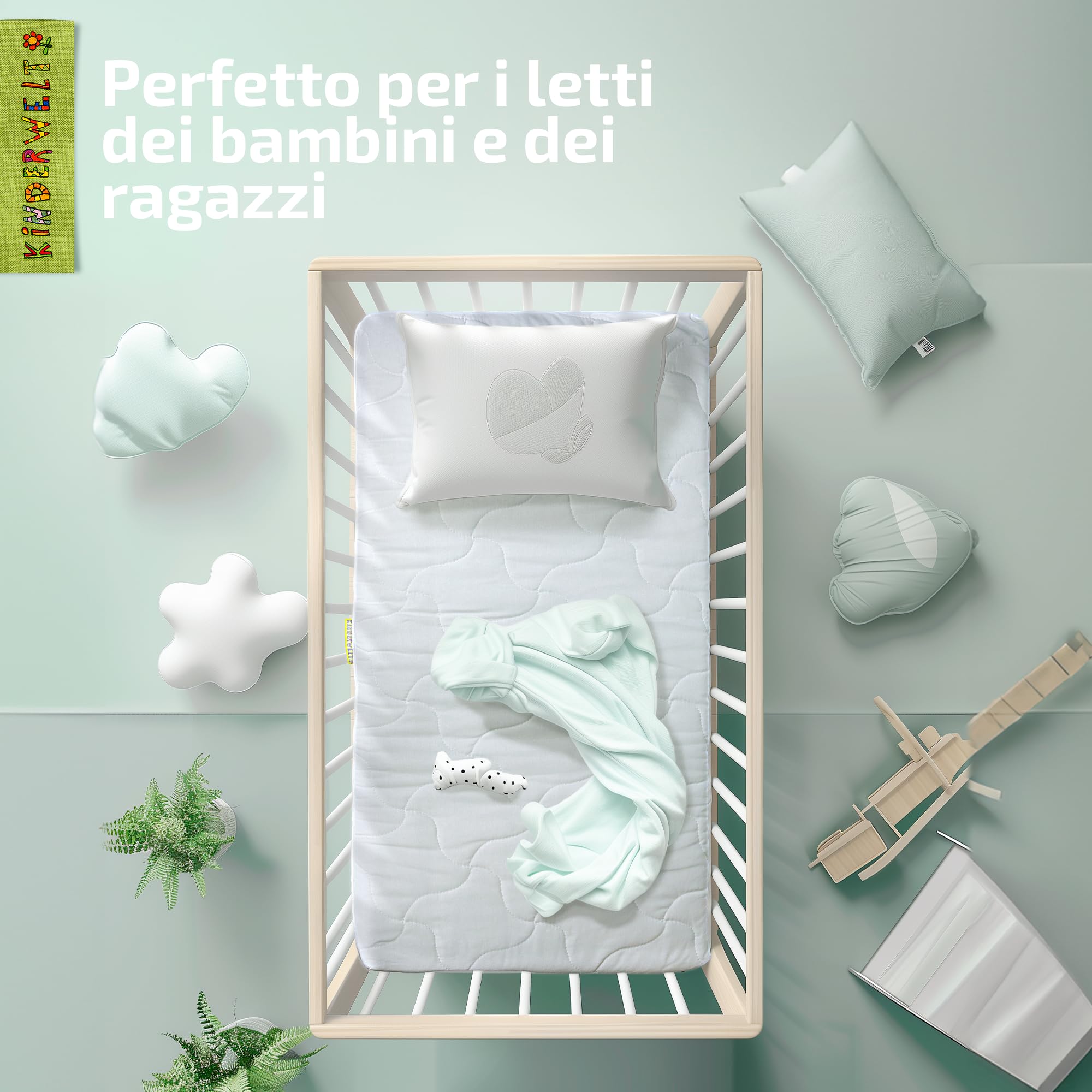 Kinderwelt Materasso in Schiuma Neonato Comfort Trapuntato Materasso per Neonato Materasso 70 x 140 Bianco Spugna
