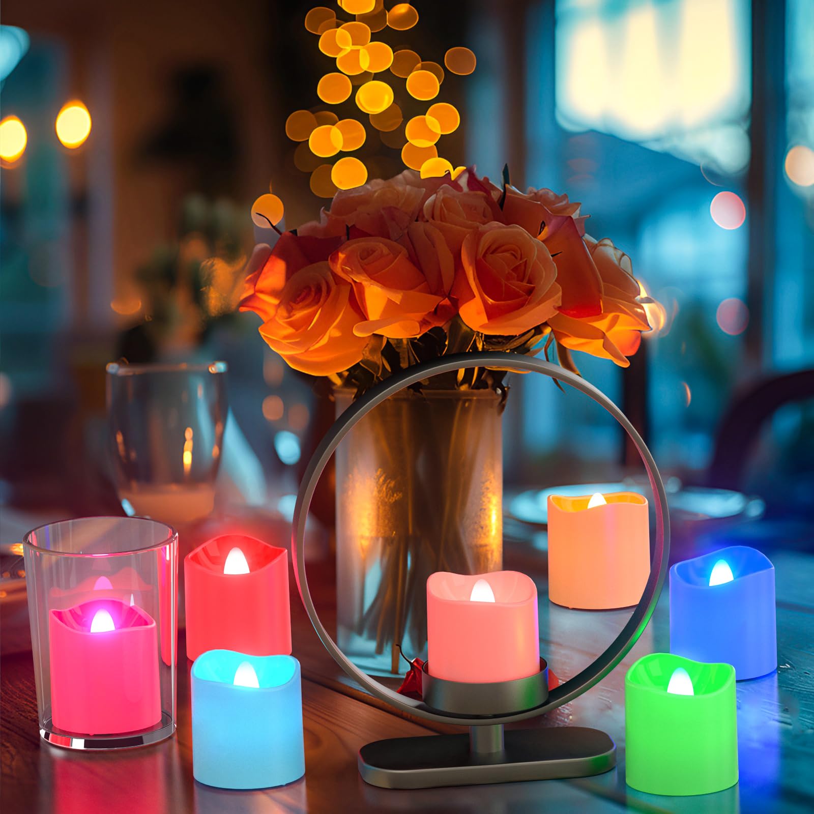 SoulBay Velas de té recargables, 12 velas recargables LED eléctricas sin llama con temporizador remoto y estación de carga para el hogar, habitación, fiesta, Halloween, decoraciones de Navidad
