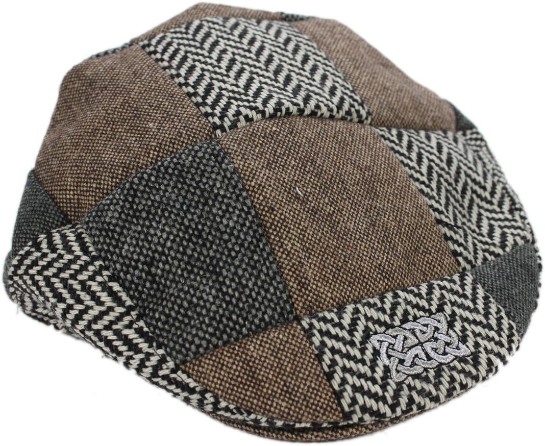 Patrick Francis Children’s Flat Cap Brown/Patchwork Tweed Celtic Emblem