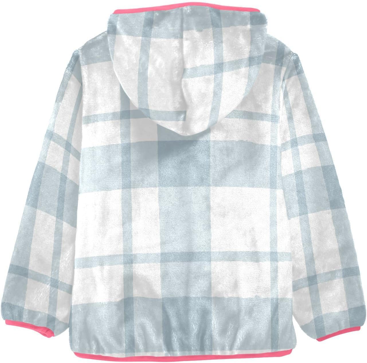 Blue Gingham Stripes Fleece Jacket Toddler Boy