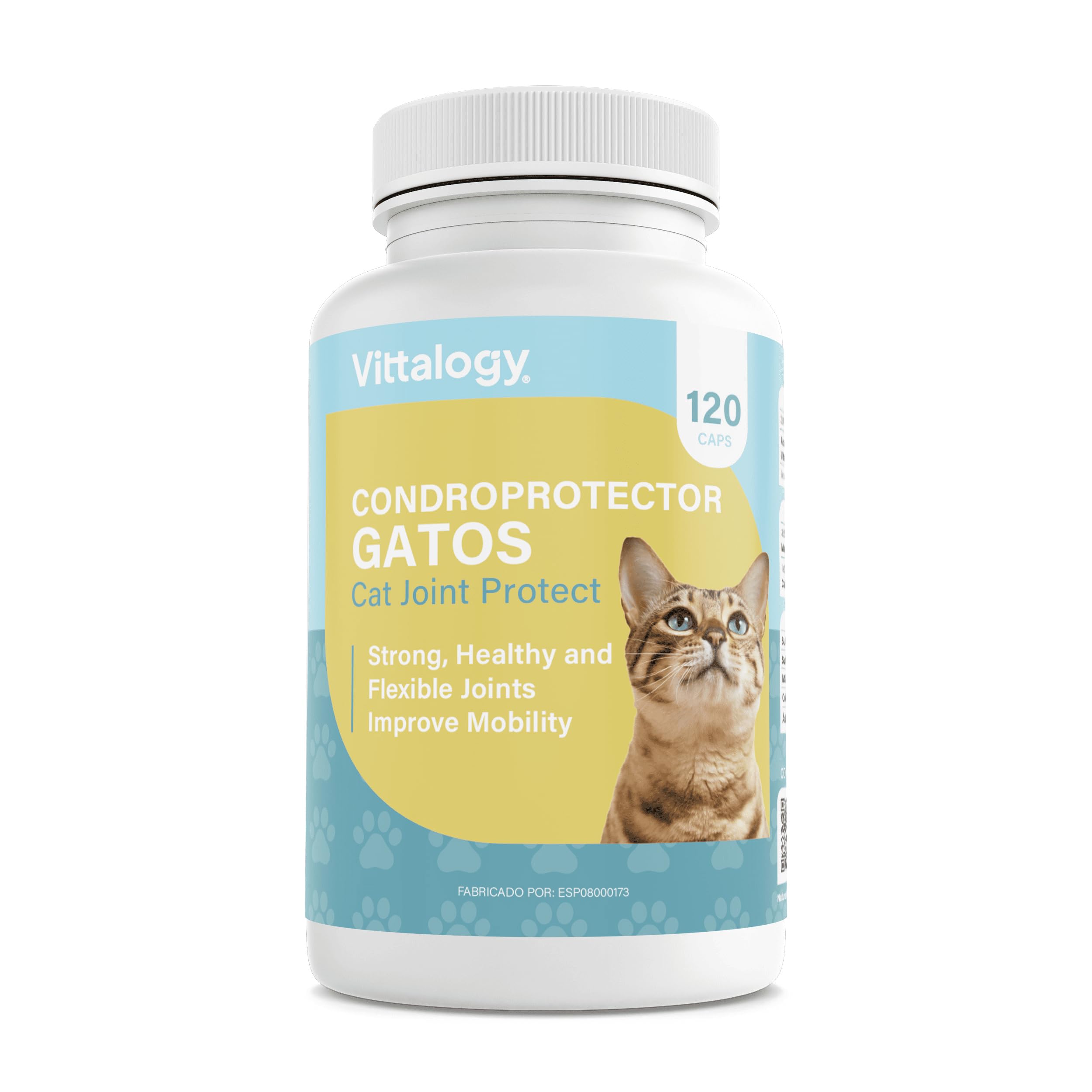 Condroprotector para Gatos. Antiinflamatorio Natural con Colágeno, Condroitina, Hialurónico y Cúrcuma. Complemento Alimenticio para Caderas, Articulaciones y Cartílagos. (120 Cápsulas)