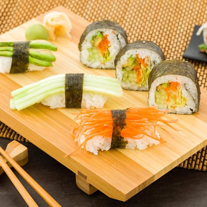 Bandeja de sushi de bambú de 24 x 15 x 3 cm miniatura 2