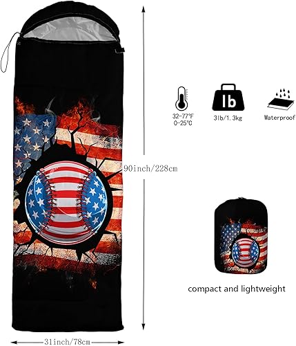 Miniatura 7 de BSNTHO Saco de dormir para camping, 3 estaciones, clima cálido y fresco, ligero, saco de dormir impermeable para adultos y niños, viajes y al aire