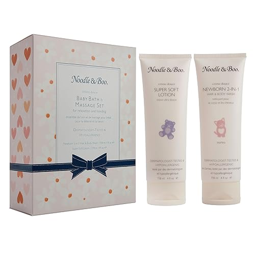 Miniatura 8 de Noodle & Boo Set de regalo de baño y masaje para bebés, con gel de baño y cuerpo para recién nacidos, loción súper suave, probado por pediatras y