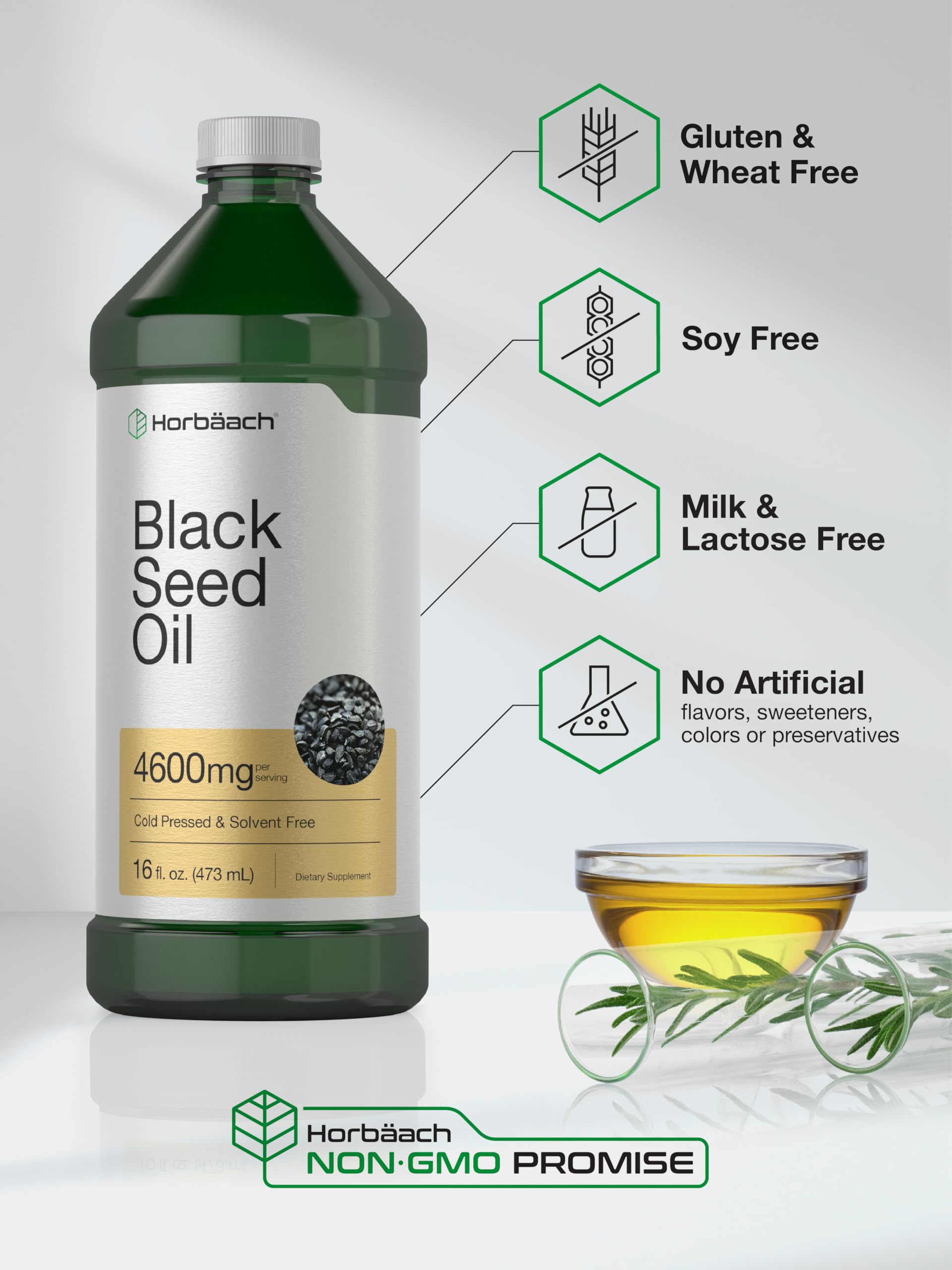 Horbäach Black Seed Oil Liquid | 16oz | 4600mg — Amazon image 5