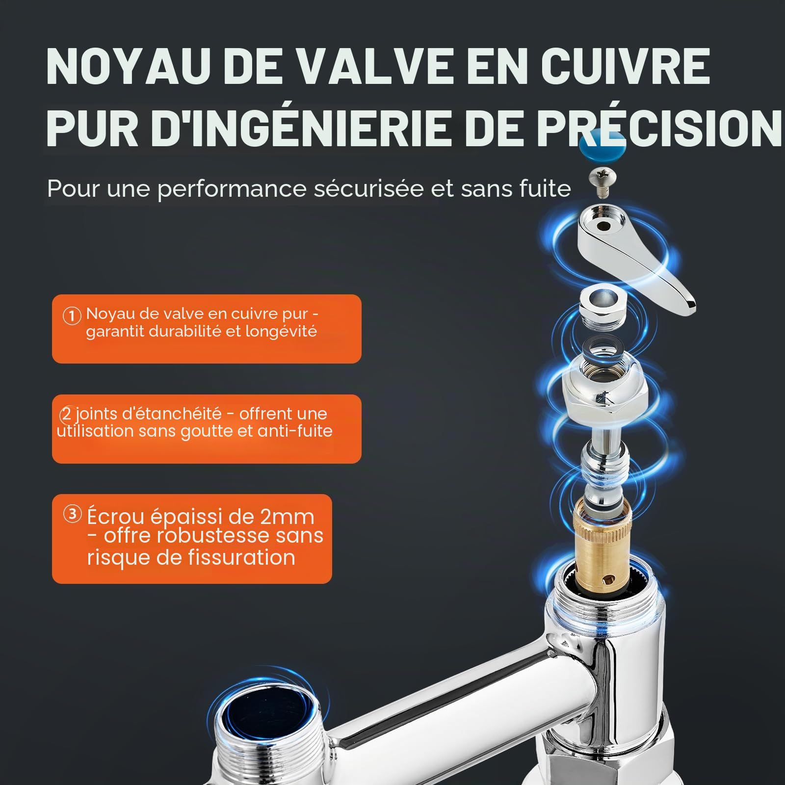VEVOR Robinet de Cuisine Commercial avec Pulvérisateur de Pré-rinçage, Mitigeur avec Douchette Extractible, 660 mm de Haut, Entraxe 203 mm, Bec Pivotant 305 mm, Montage sur Pont, pour Évier Rstaurant