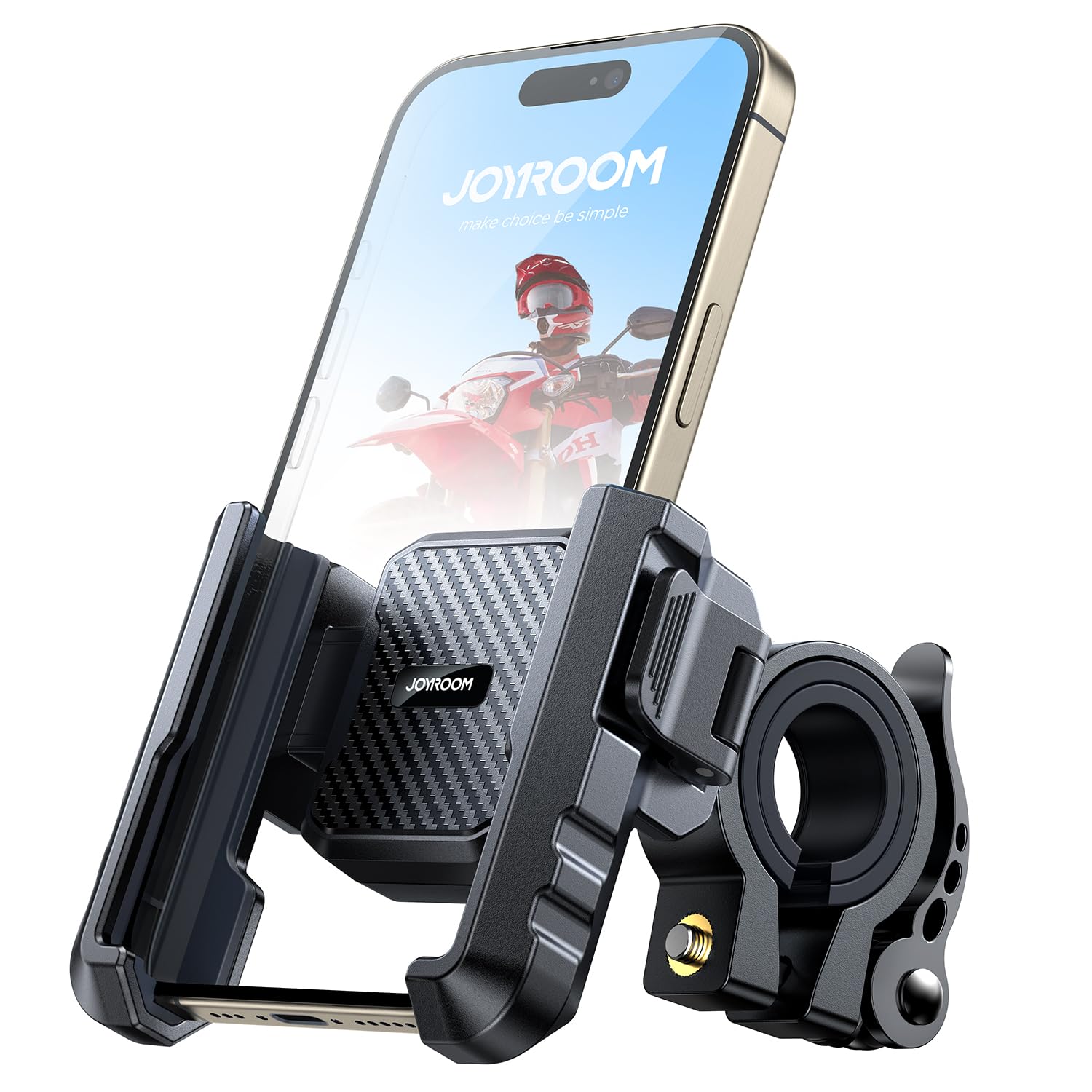 JOYROOM 2026 Fahrrad Handyhalterung, Handyhalterung Motorrad 【Vibrationsgedämpft】 1S Schnellspanner Universal Handyhalter Fahrrad Lenker für iPhone 17/16/15, Samsung S25/S24 (4.7