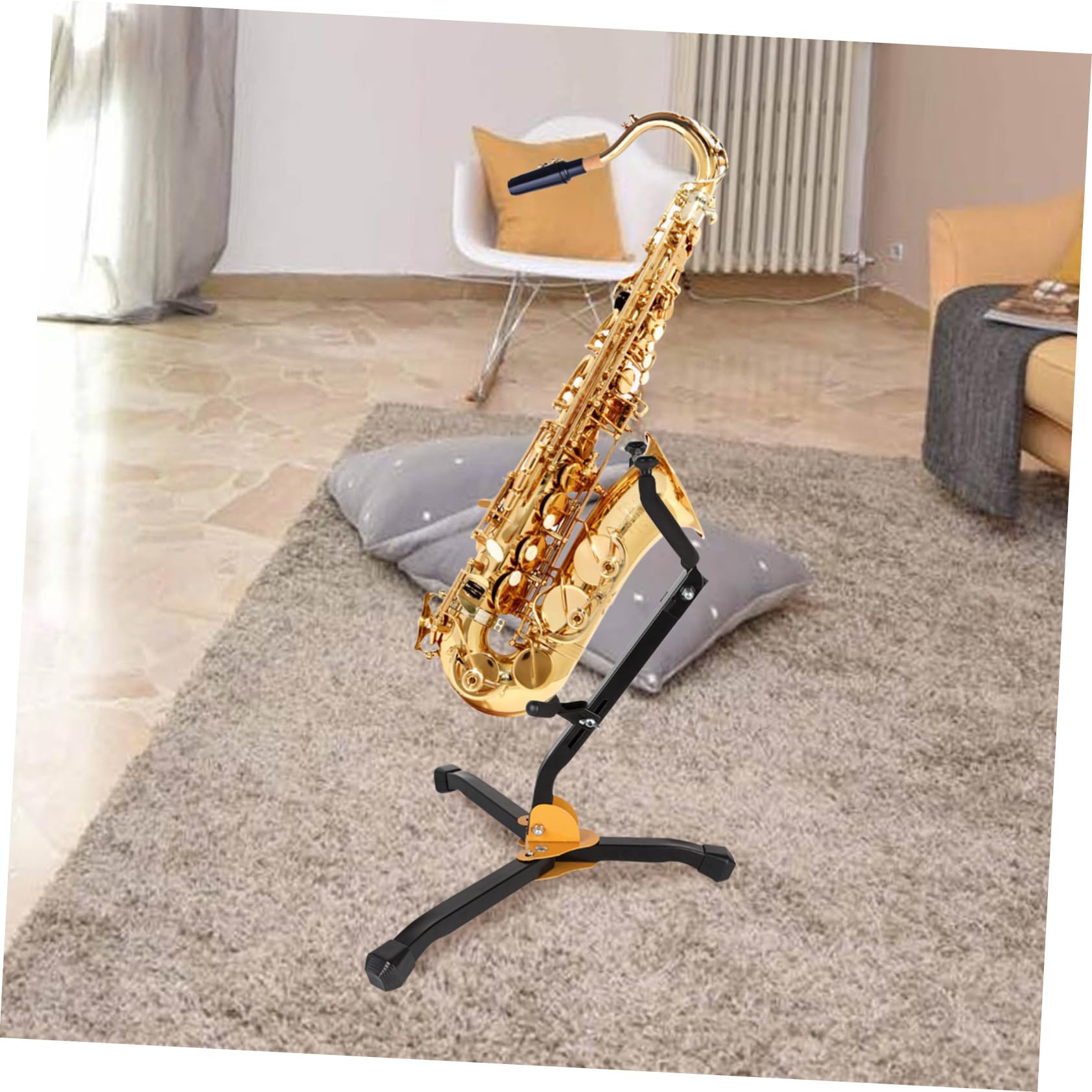 Toddmomy Faltbarer Saxophonständer Tragbarer Instrumentenständer aus Eisen und ABS mit rutschfester Oberfläche für Altsaxophon für Musikunterricht und Zuhause
