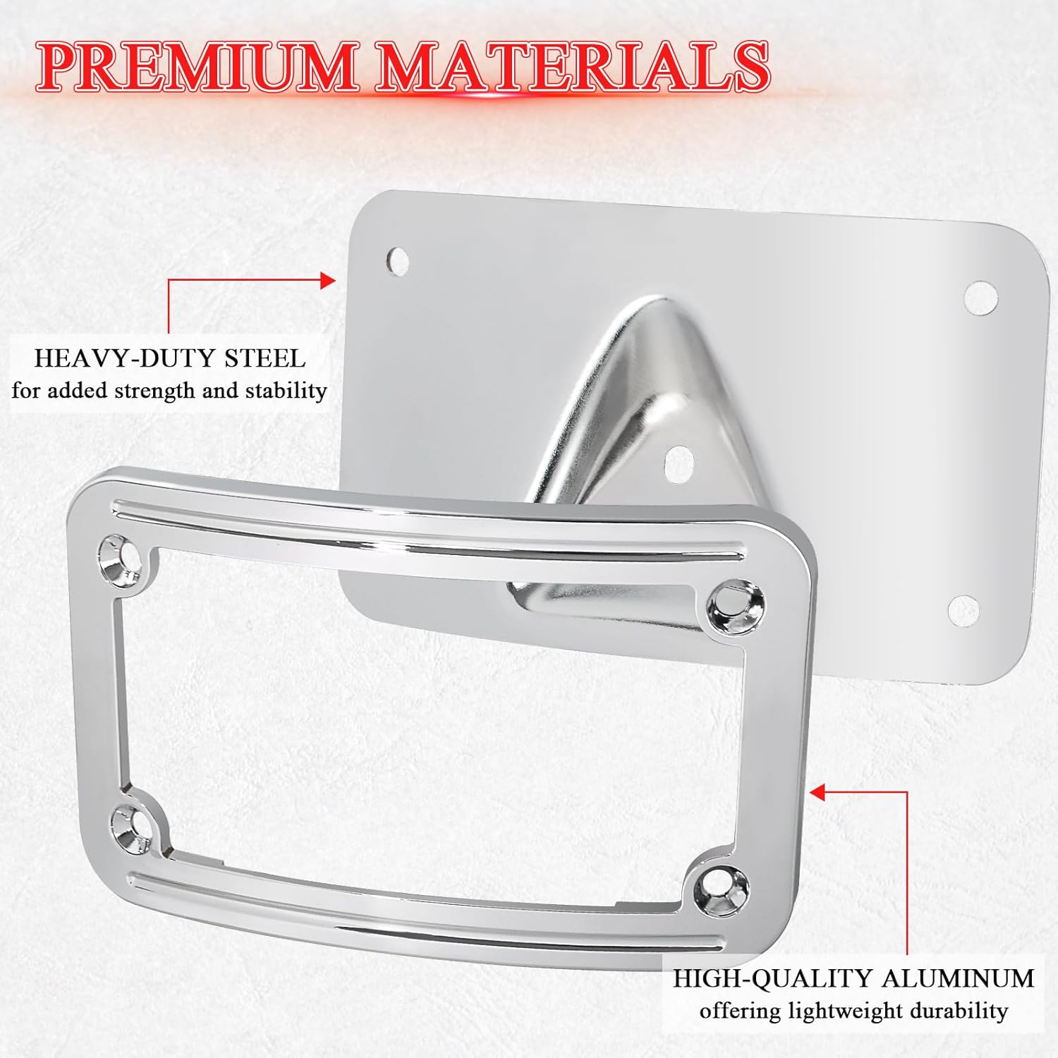 WOWTK Curved Laydown License Plate Frame Mount for Harley, Honda VTX1300R/S/T VTX1800R/S/T Motorcycles and Custom Applications,for CVO Softail Dyna Fat Boy Low Rider Sportster 1200 883,Chrome