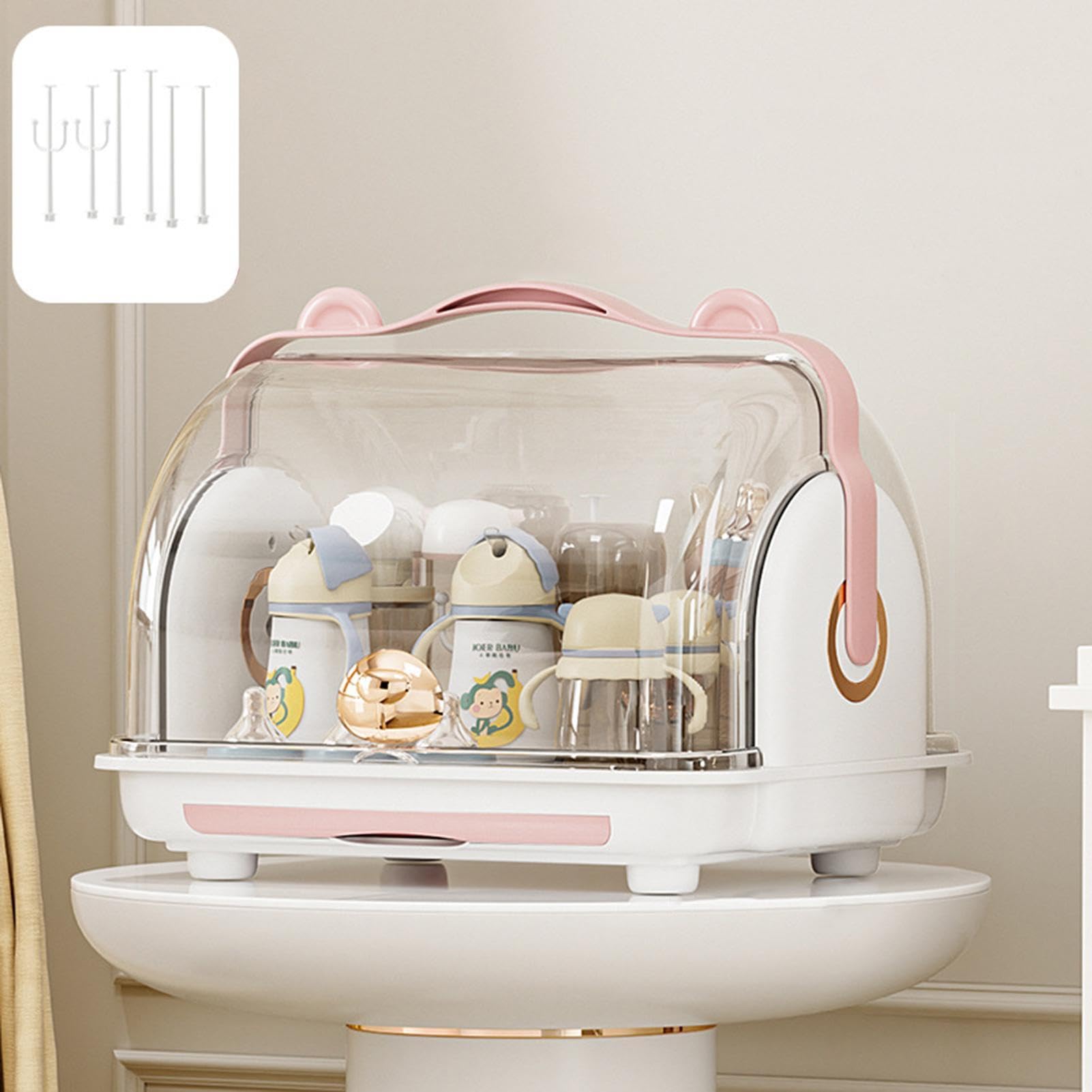 Séchoir à biberons transparent, stérilisateur avec poignée de transport facile, support de séchage pour biberon pour bébé | facile, support de séchage pour biberon pour bébé