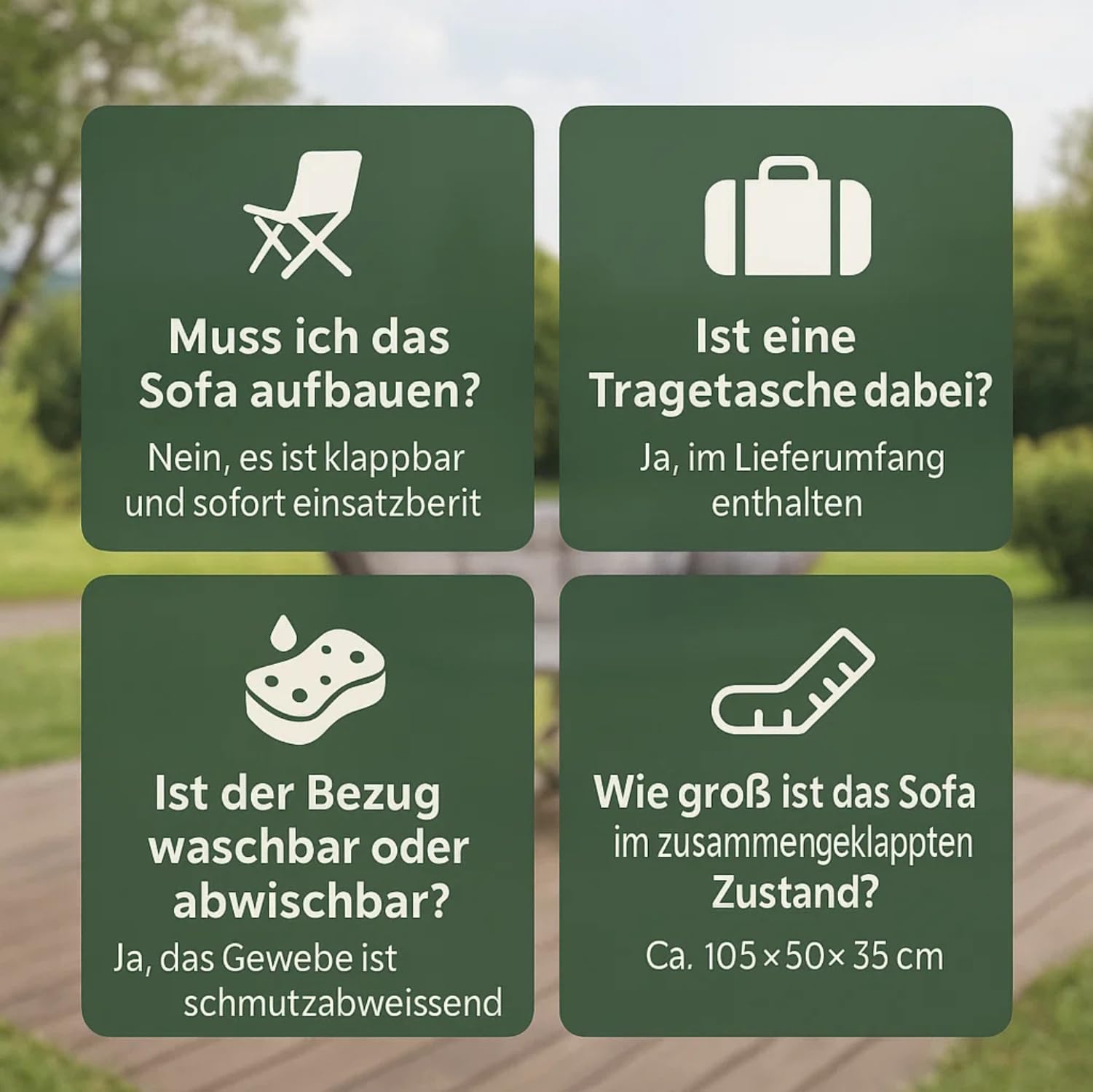 BigDean Campingstuhl faltbar 2 Personen bis 300kg gepolstert Camping Sofa | faltbar, Seitentasche, hochwertiges Campingsofa inkl. Tragetasche