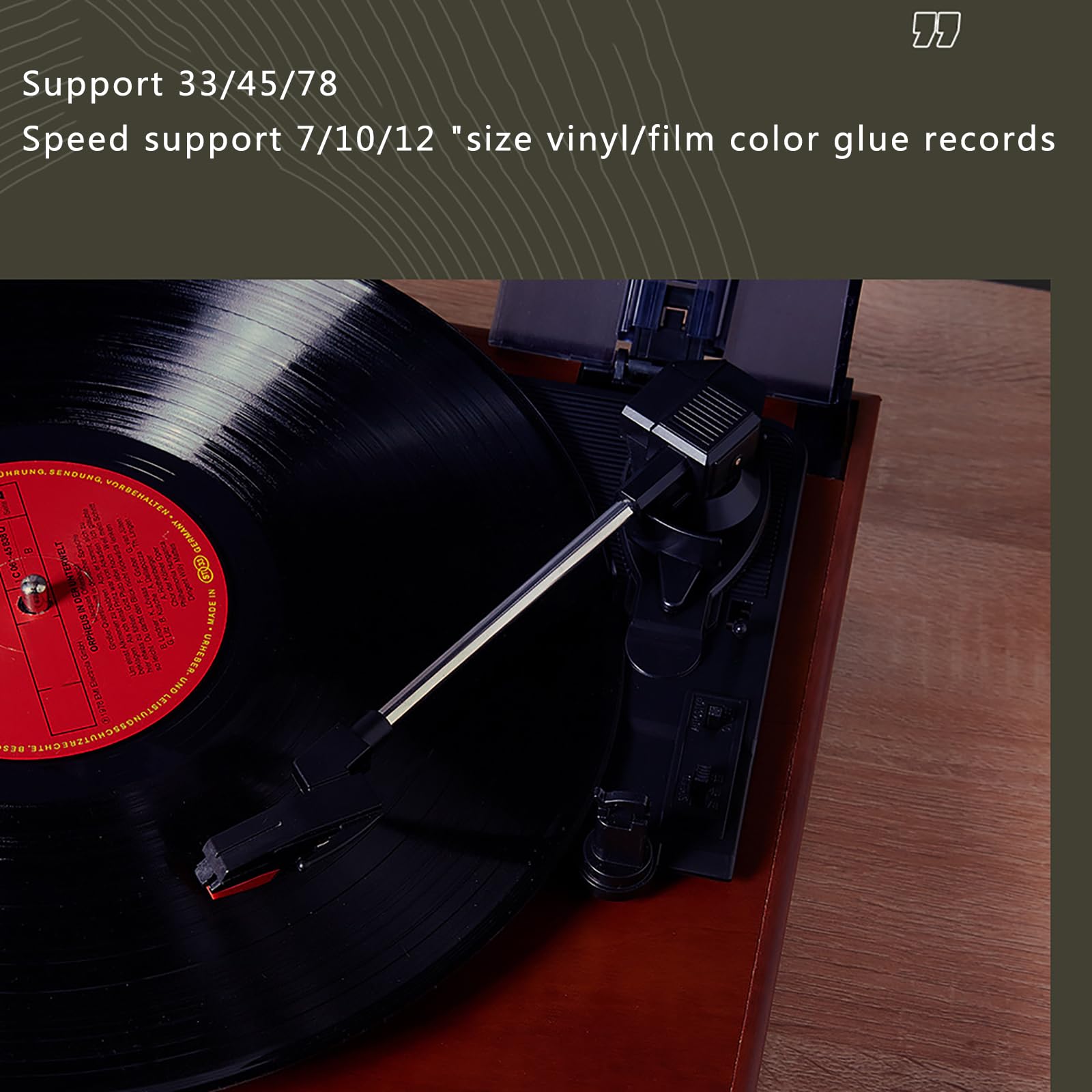 Giradischi Vintage, Giradischi in Vinile con Altoparlanti Integrati, Supporto 33/45/78 Giri/min E Dischi di Dimensioni 7''/10''/12'' E Riproduzione Bluetooth, per Regalo di Festa, Collezione