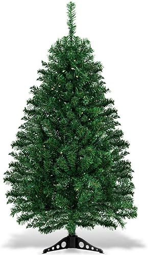Miniatura 9 de Goplus Árbol de Navidad artificial de 4 pies con 100 luces LED blancas cálidas, soporte triangular estable