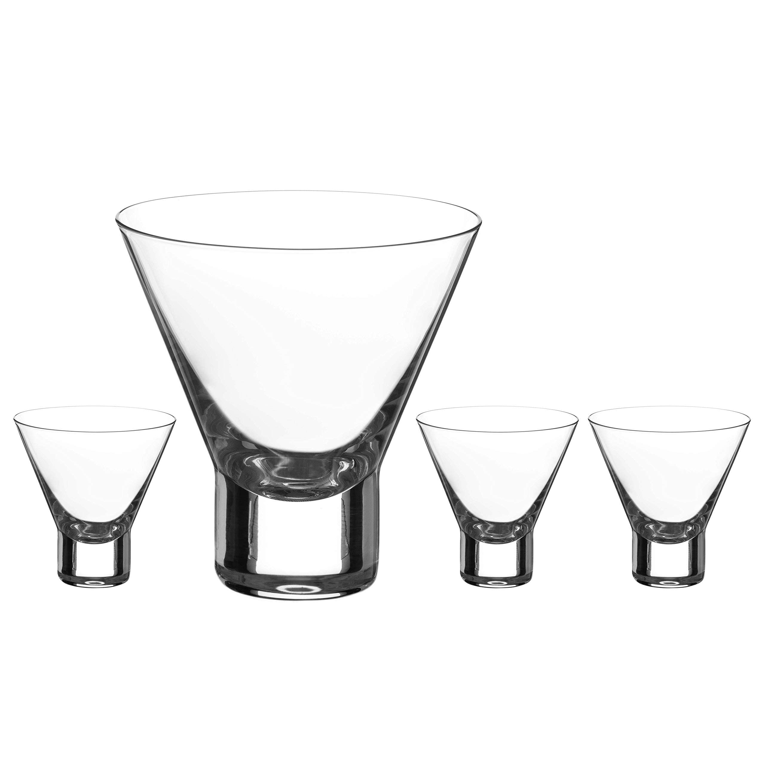 DIAMANTE Copas de Cóctel Martini - 4 Vasos Cortos de Cristal sin Tallo para Cóctel Martini Mojito Postre o Cuenco de Aperitivos- Colección 'Auris' – Juego de 4