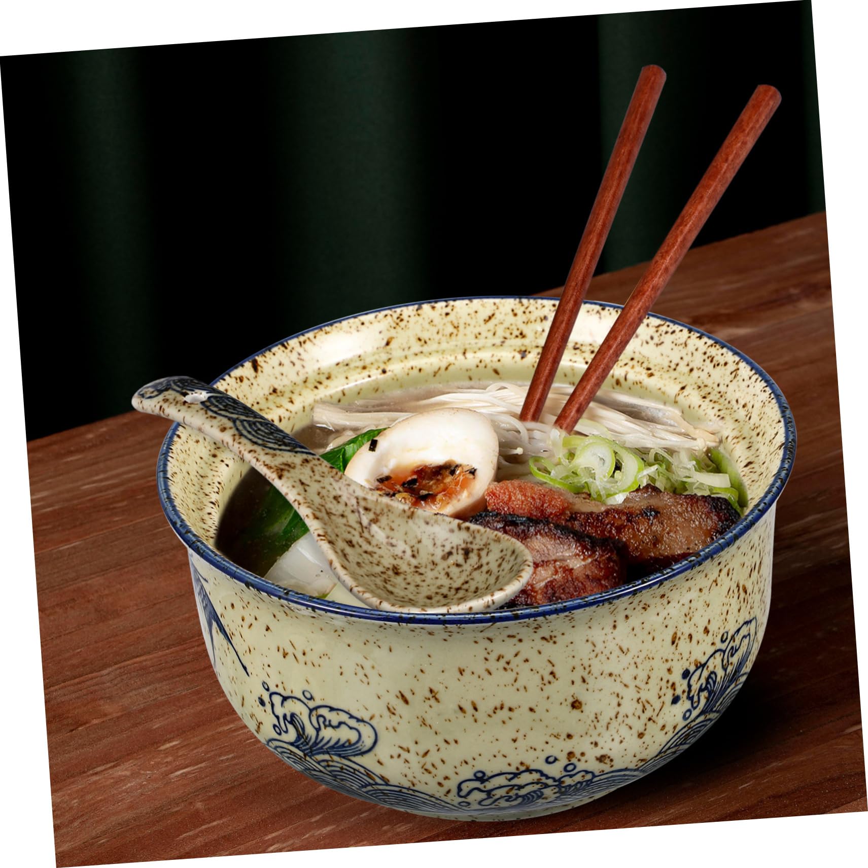 OUNONA Servierschalen Set mit Deckel Ramen-schüssel-set Keramik-nudelschüsseln Suppenschüsseln mit Essstäbchen und Löffel für Familienfeiern und Alltaggebrauch
