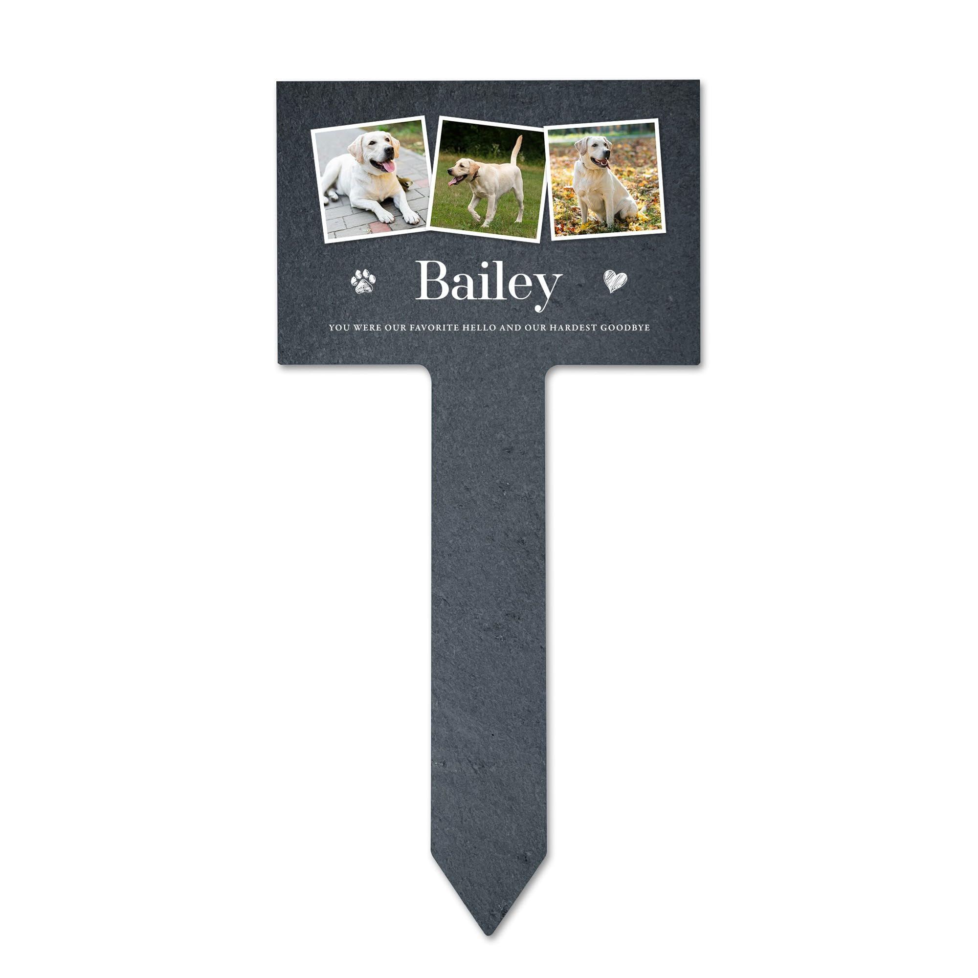 The Lovely Keepsake Company Black Personalised Pet Photo Memorial Slate Plant Marker - Custom Message & Photo | Sympathy Gift, Remembrance, Grave Marker | W 15Cm X H 30Cm X D 0.7Cm