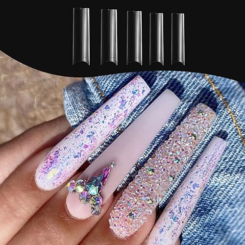 Miniatura 6 de Puntas de uñas cuadradas sin curva C XXL, puntas de uñas acrílicas cuadradas, 500 uñas postizas transparentes para salones de uñas, tecnología de