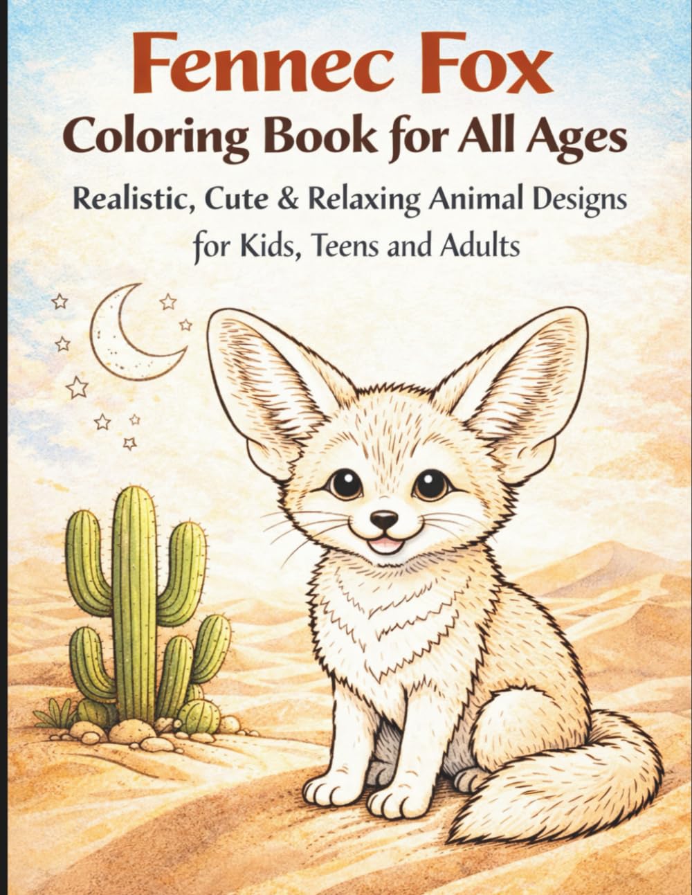 Fennec Fox Coloring Book for All Ages: Realistic, Cute & Relaxing Animal Designs for Kids, Teens and Adults: 50 Detailed and Easy-to-Color Pages ... Creativity, Stress Relief and Fun Learning
