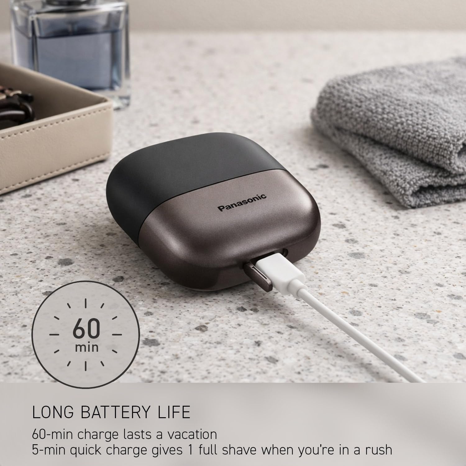 Panasonic Swipe Right Travel Shaver for Men, 3-Blade USB-C Wet/Dry Razor