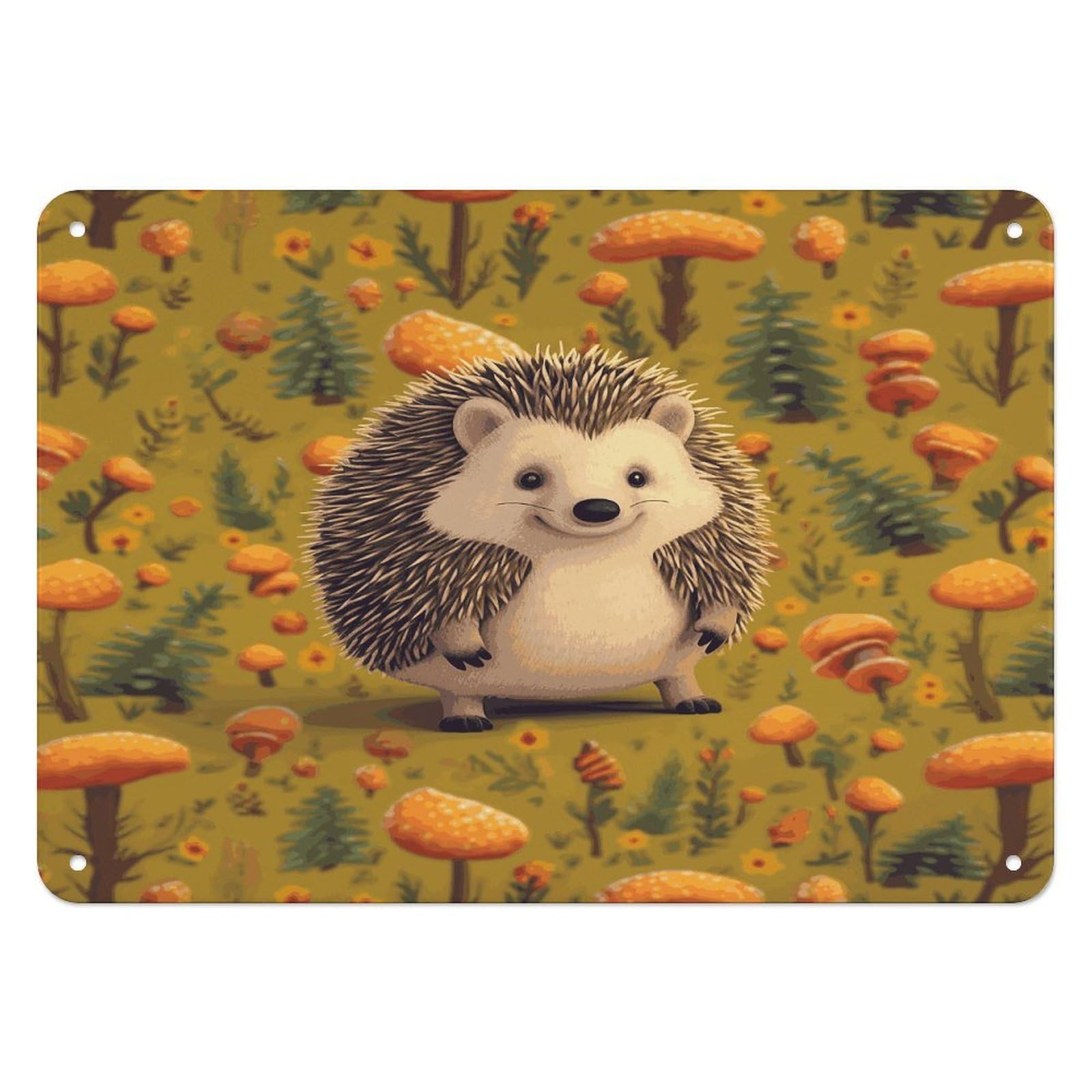 Btcowzrv Style Hedgehog Metal Sign, 5.5" X 7.9" Tin Wall Decor, Wall Art Plaques For Home Wedding Decor Room Living Room Decoration