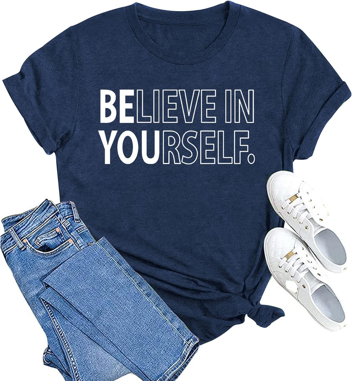 MAIHUN Inspirational Shirt for Women Believe in Yourself Tshirt Motivational Proud Tee Top